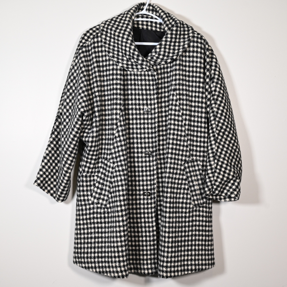 Handmade Vintage Dress Coat L Black White